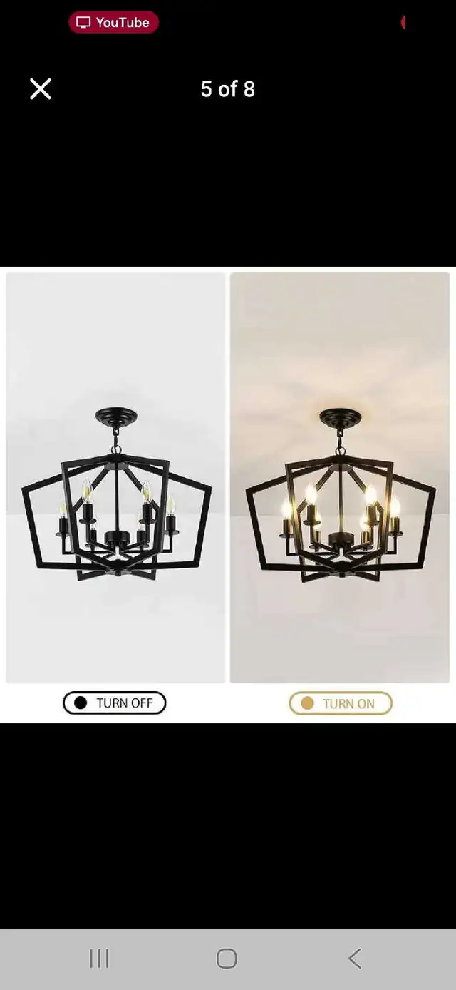 Farmhouse Black Metal Chandelier – 6-Light Adjustable Hanging Fi in Indoor Lighting & Fans in City of Montréal - Image 6