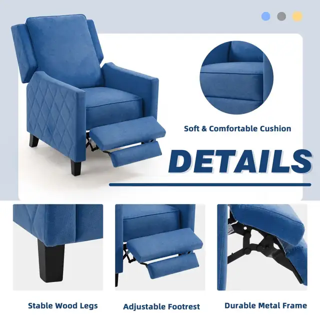 AVAWING Push Back Recliner Chair, Wing Back Chairs with Arms in Chairs & Recliners in Markham / York Region - Image 3