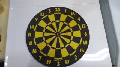 Double sided dartboard with 6 tournament darts, View more