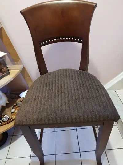 Sturdy Wooden Bar/Counter Upholstered Chair, View more