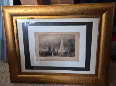 Antique etching of wolfe and montcalm quebec, View more