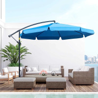 11FT Offset Hanging Patio Umbrella Cantilever Umbrella with Easy