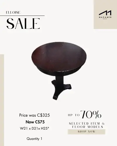  Elloise Round Side Table – Dark Walnut Finish, View more