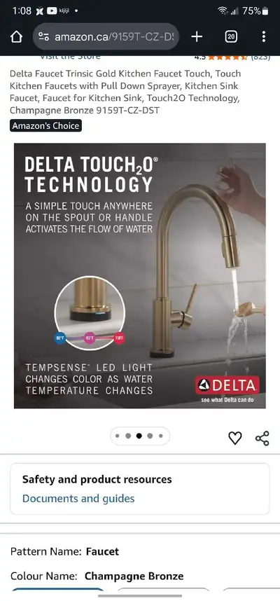 *Brand new* Retails for $885 new incl tax Delta Faucet Trinsic Gold Kitchen Faucet Touch, Touch Kitc...