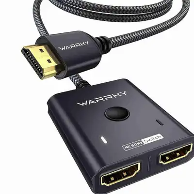 Brand new- HDMI Switch 2 in 1 Out 4K@60Hz, WARRKY [3.3ft Fixed., View more