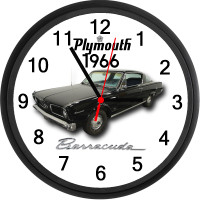 1966 Plymouth Barracuda (Black) Custom Wall Clock - Brand New -