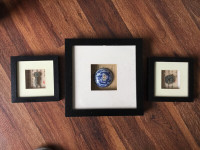 Set of frame with China and old coins, one of 8.625”X8.625”,