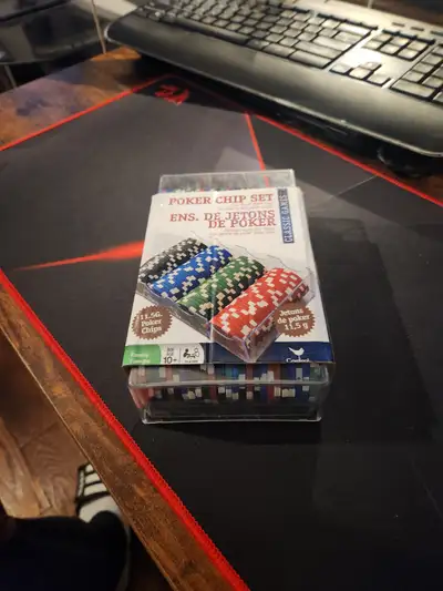 Classic poker night chip set with weighted chips in 4 colors. Comes in a clear plastic case. Perfect...
