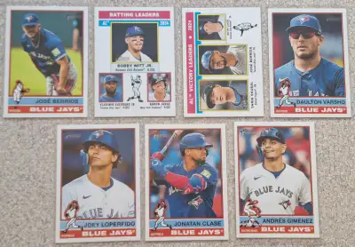 2025 Topps Heritage Toronto Blue Jays Lot of 7 cards: #38 Jose Berrios #192 AL Batting Leaders - Wit...