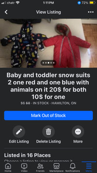 Baby and toddler snow suits 2 one red and one blue with animals 