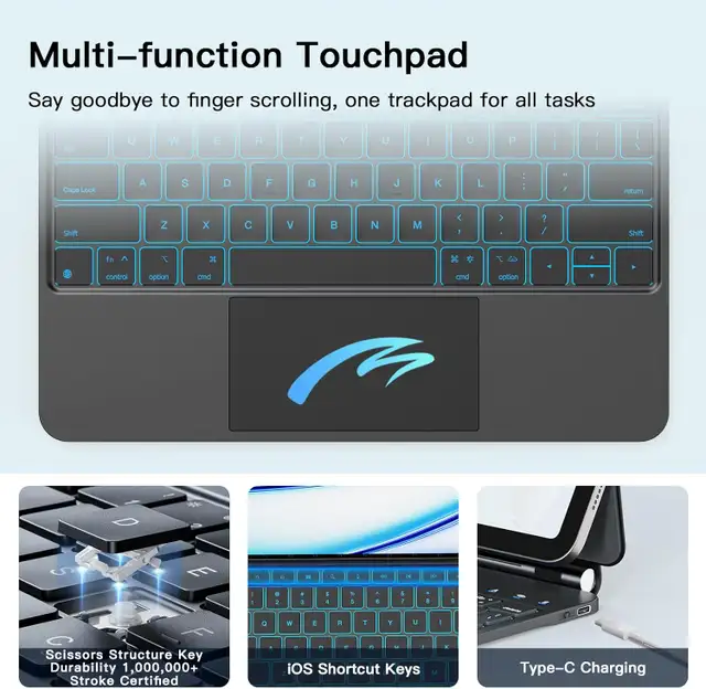 RAYMCRAFT iPad Air 13" / iPad Pro 12.9" Wireless Keyboard Case – in iPads & Tablets in City of Toronto - Image 7