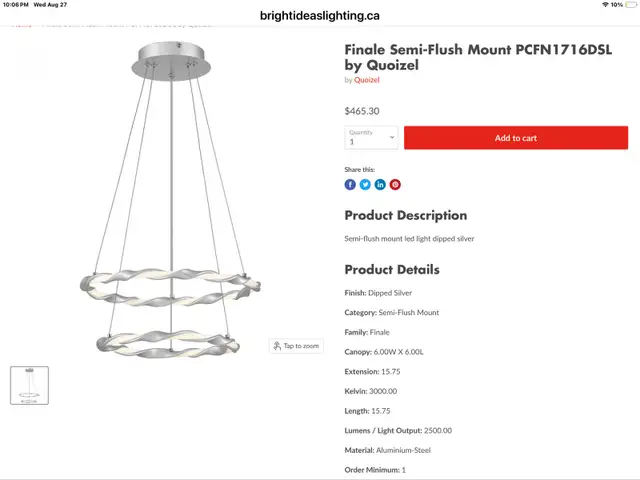 Quoizel LED Chandelier in Indoor Lighting & Fans in Kawartha Lakes - Image 5