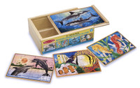 Melissa & Doug Wooden Jigsaw Puzzles Box Sea Life 4 Twelve piece