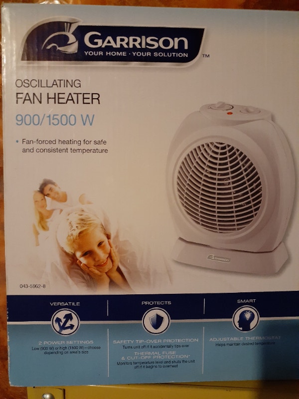 Garrison 1500 W Oscillating Fan Heater w Adjustable Thermostat