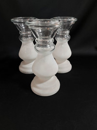 3 Bougeoirs en verre / 3 Glass Candle Holders