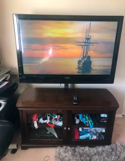 50" UltraHD Rotating Flat Screen TV with 2-Tier Storage Cupboard, View more
