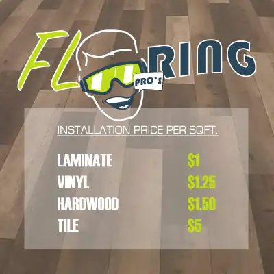 TILE $5-LAM$1-VINYL $1.25-HARDWOOD $1.50(SQFT), View more