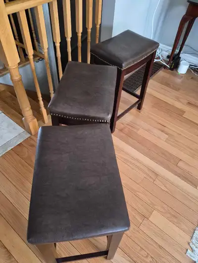3 Leather bar stools chairs , View more