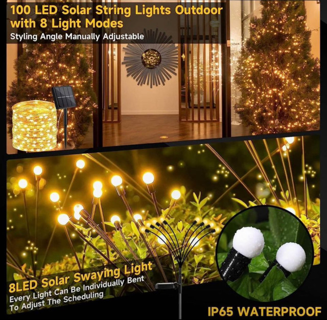 Solar Lights Outdoor Waterproof Garden IPX5,New Upgraded 4 Count in Outdoor Lighting in Mississauga / Peel Region - Image 3