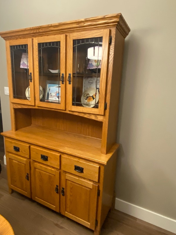 Solid oak custom built hutch and buffet Hutches & Display