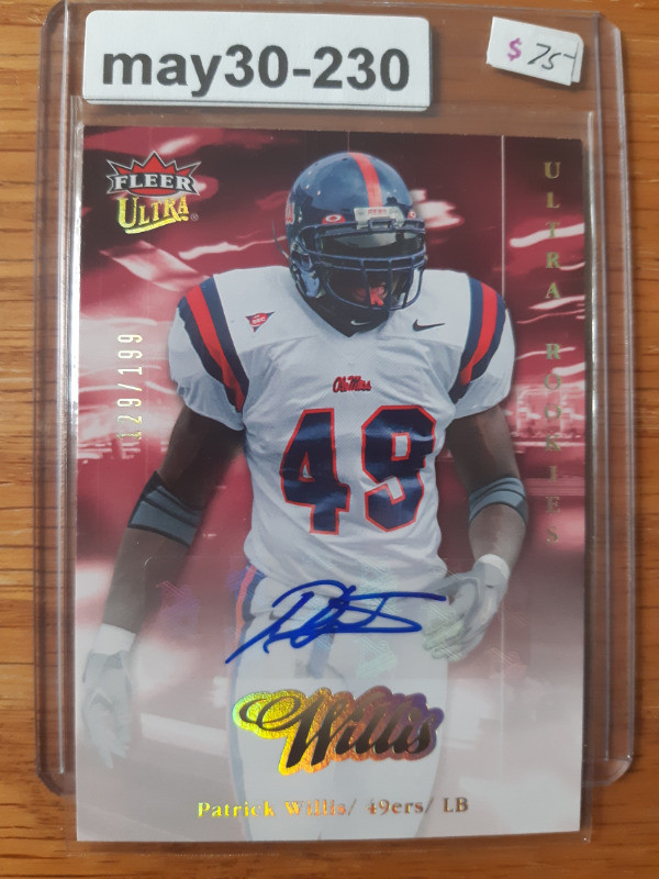 2007 ultra autographs /199 PATRICK WILLIS rookie in Arts & Collectibles in St. Catharines