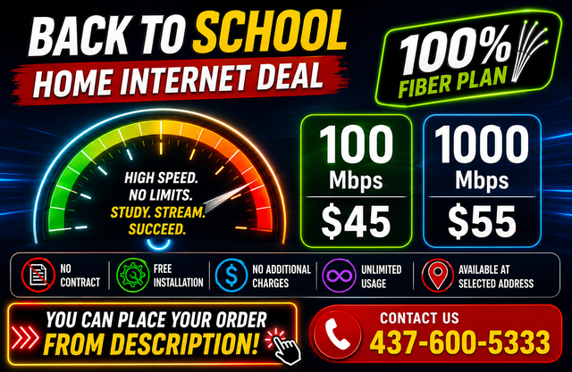 Home Internet – Fast Fibre | Unlimited Usage |$45|Back to School