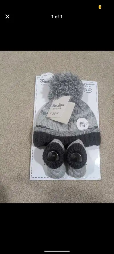 First Steps Infant hat and bootie set, View more