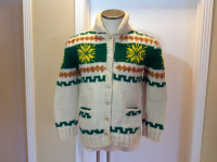 MARY MAXIM 4 COLOR SNOW FLAKE PATTERN SWEATER / JACKET (1950s)