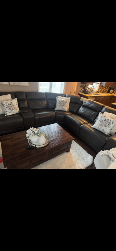Top grain leather power recliner sectional, View more
