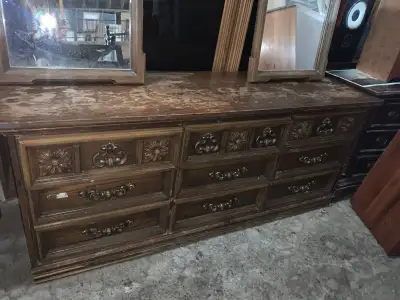 Antique Princeville Dresser with matching Mirrors, View more