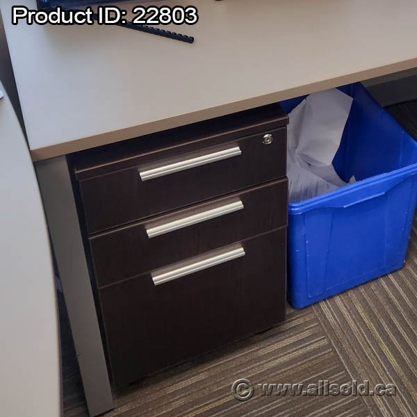 Espresso 3 Drawer Box / Box / File Rolling Pedestal Cabinet in Storage & Organization in Calgary - Image 3