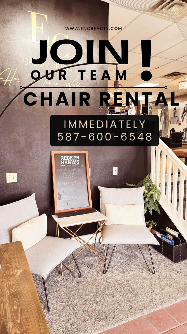 Chair rental in Hair Stylist & Salon in Calgary