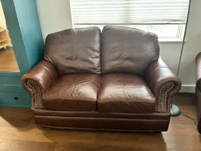 Faux leather loveseat chair set- $150, View more