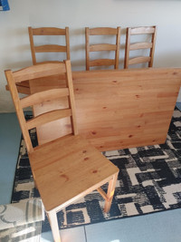 Space Saving JOKKMOKK IKEA Pine Table with 4 Chairs