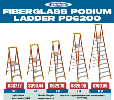 Werner Fiberglass Podium Ladder PD62000, View more