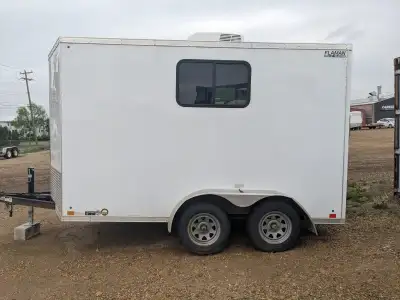 Cross cargo trailer with full interior package, Rear main door, fiber optic door, side windows, work...