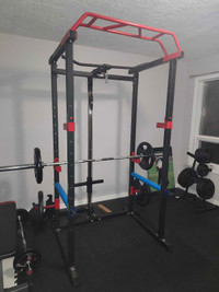 Squat rack,olympic bar, flay bench and weight