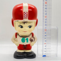 Vintage Tatung brand football player vinyl toy coin bank