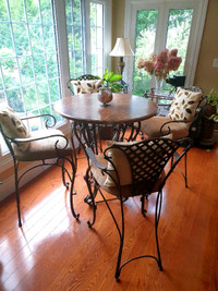 Wrought Iron Bistro Table and 4 Chairs