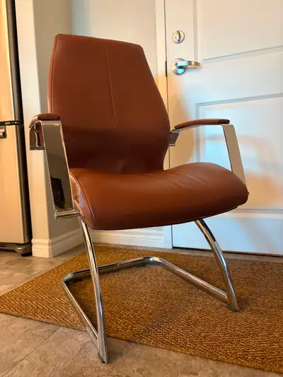 Leather & Chrome Mid Century Modern Chair, View more