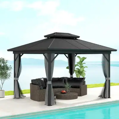 NEW-10' x 12' Steel Roof Hardtop Gazebo, View more