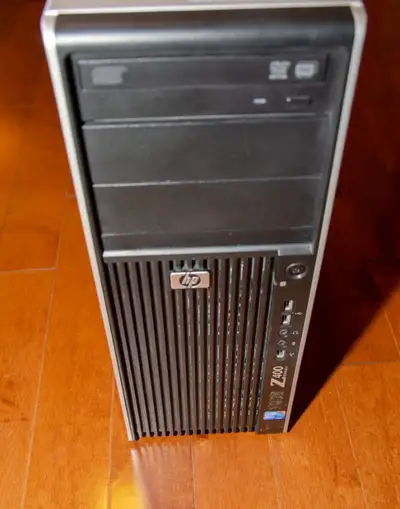 Selling an HP Z400 workstation tower PC, featuring an Intel Xeon W3550 CPU running at 3GHz, 12GB of...