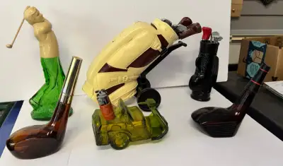 5 VINTAGE GOLF THEMED AVON BOTTLES - EACH $19, View more