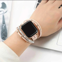 Double-Twist Natural Leather Bracelet Strap For Apple Watch
