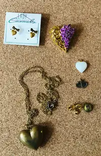 Heart theme Necklace, pendants, lapel pin, brooch, earrings