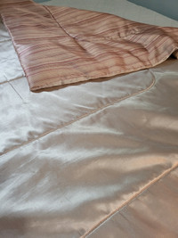 Queen size  Beige / Striped Satin Reversible Comforter 