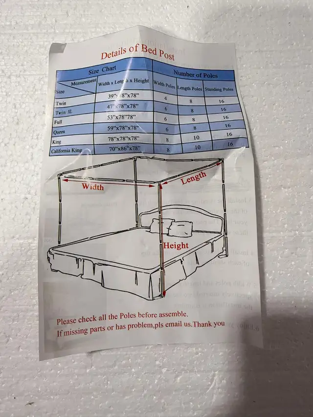Full Size Stainless Steel Canopy Bed Frame – 4 Corner Poles in Bedding in St. Catharines - Image 4