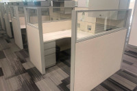 5' x 5.5'-Private Work Station complete with Cabinets/Desk/Glass