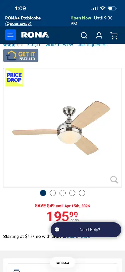 Ceiling fan with light , View more