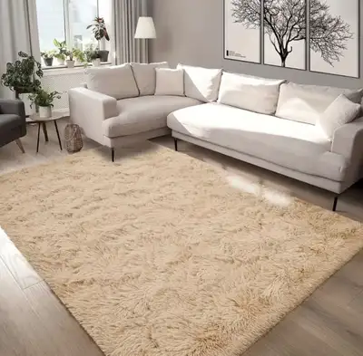 Soft, Fluffy Beige Carpet That Adds a Romantic And Warm Touch , View more